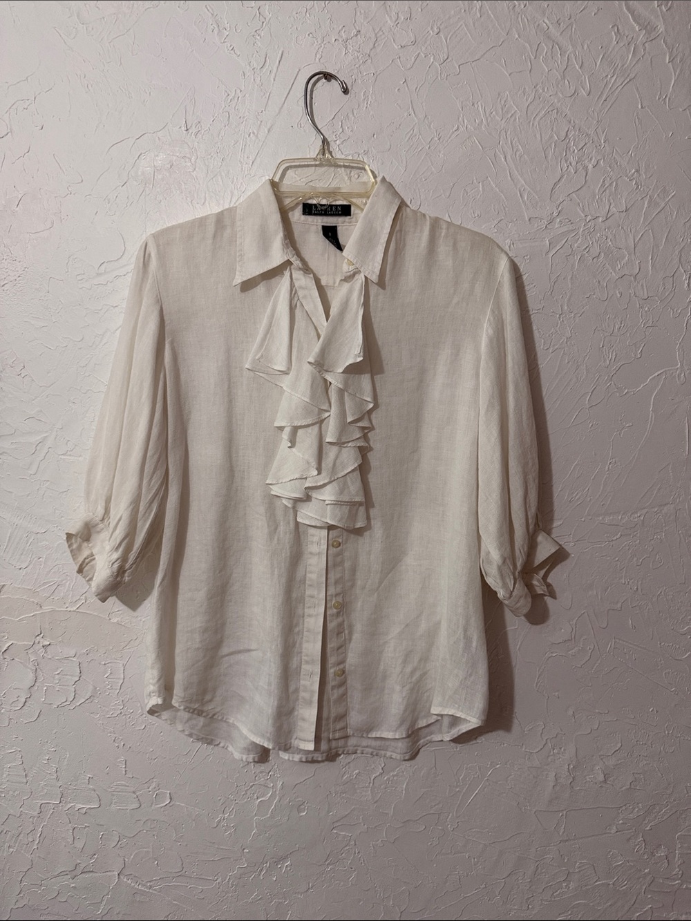 Ralph Lauren Cream Ruffle Front Blouse